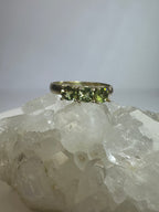 14k Yellow Gold Three Stone Setting Natural Peridot Ring