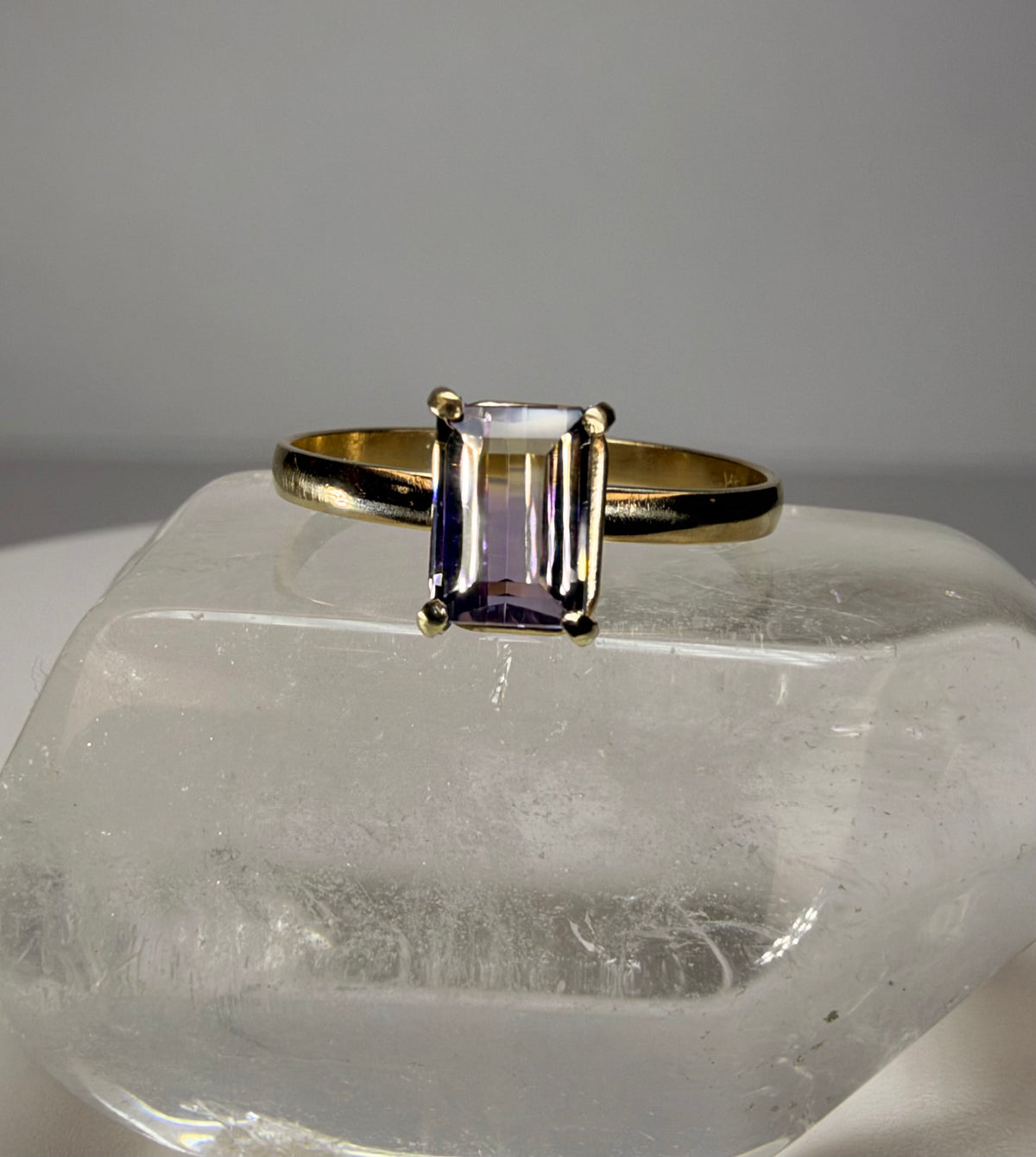 14k Yellow Gold Emerald Cut Natural Ametrine Ring