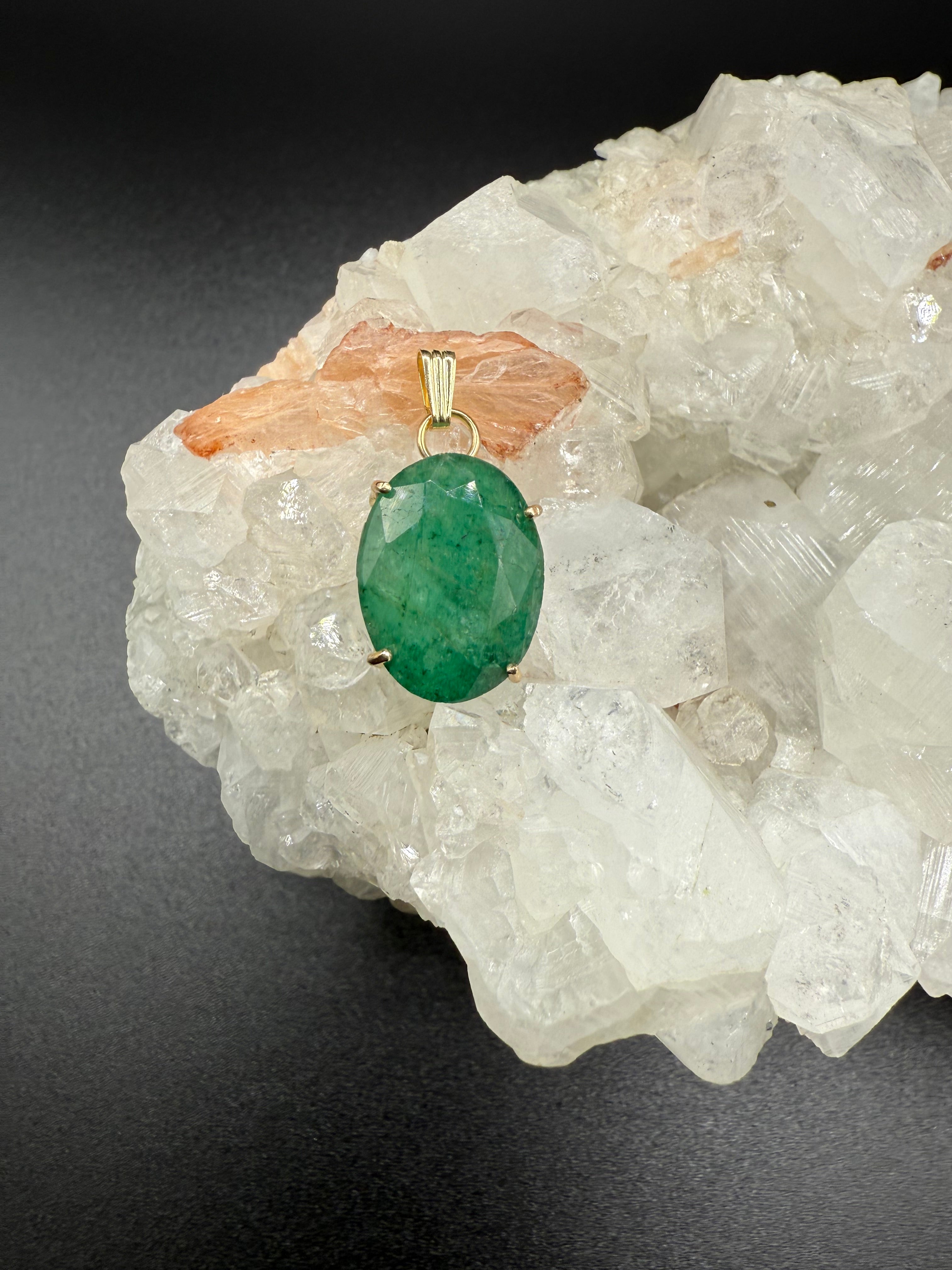 Natural Emerald 14k Yellow Gold Pendant