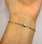 10k White Gold Paperclip Chain Bracelet (7 Inch, 2.1mm)