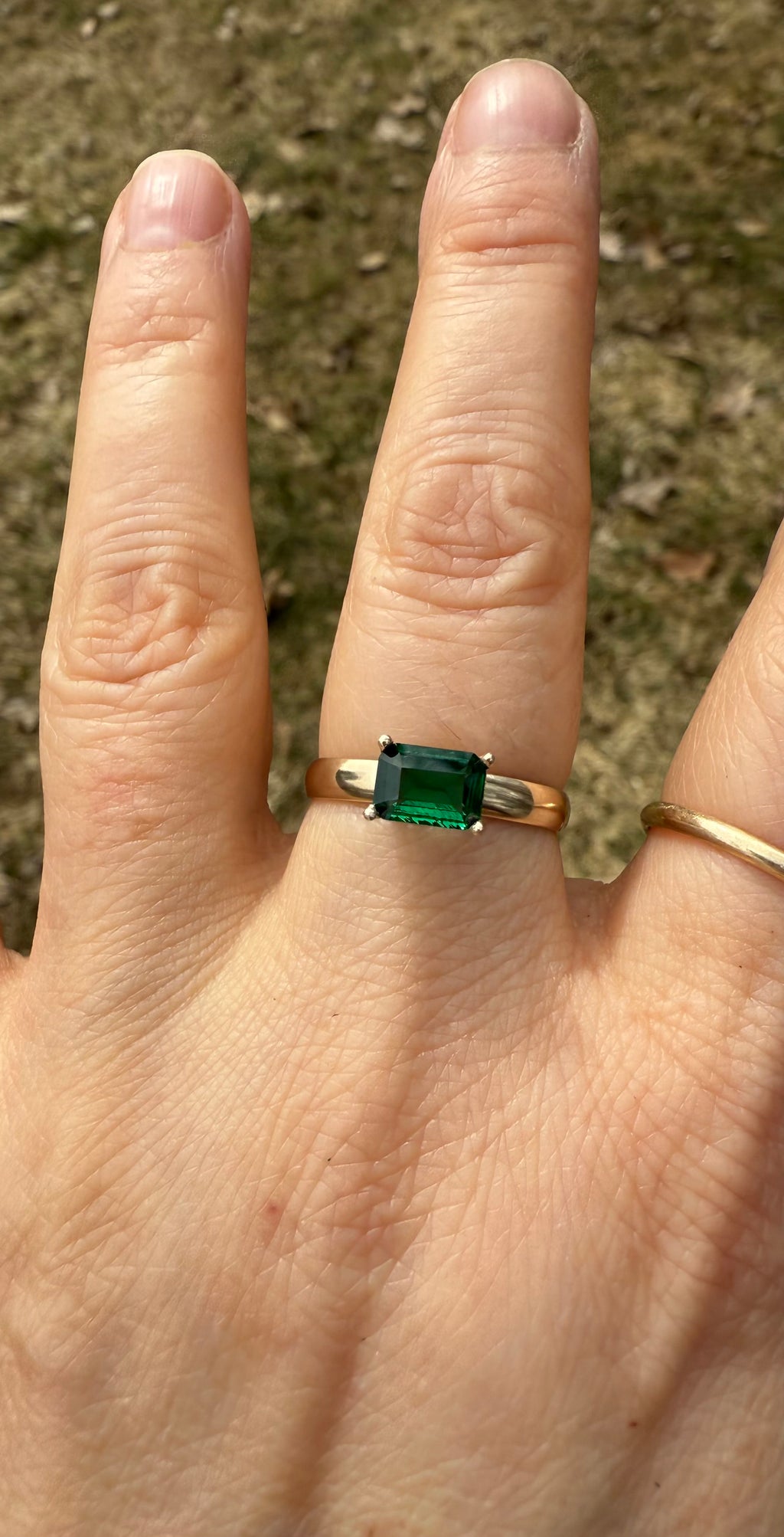 14k Yellow Gold Natural Zambian Emerald Ring