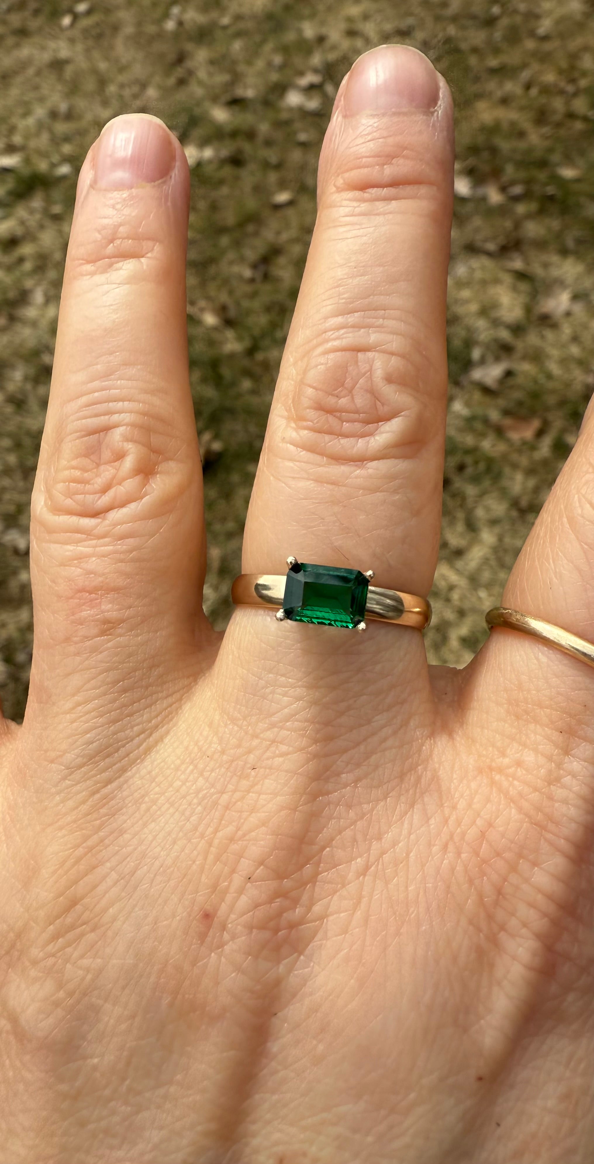 14k Yellow Gold Natural Zambian Emerald Ring