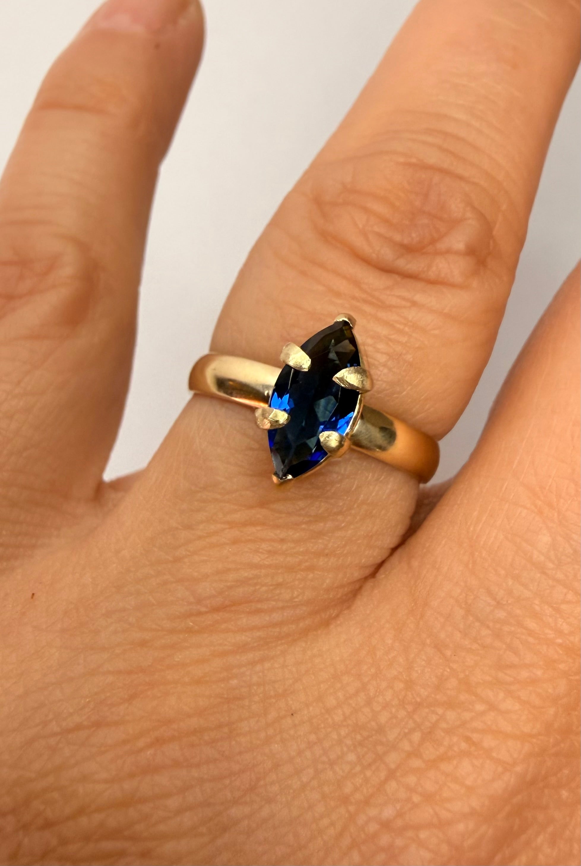 14k Yellow Gold Marquise Cut Sapphire Ring
