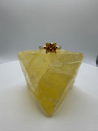14k yellow gold princess-cut yellow sapphire ring, square yellow center stone