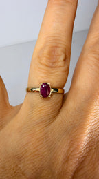 14k Yellow Gold Natural Oval Ruby Ring