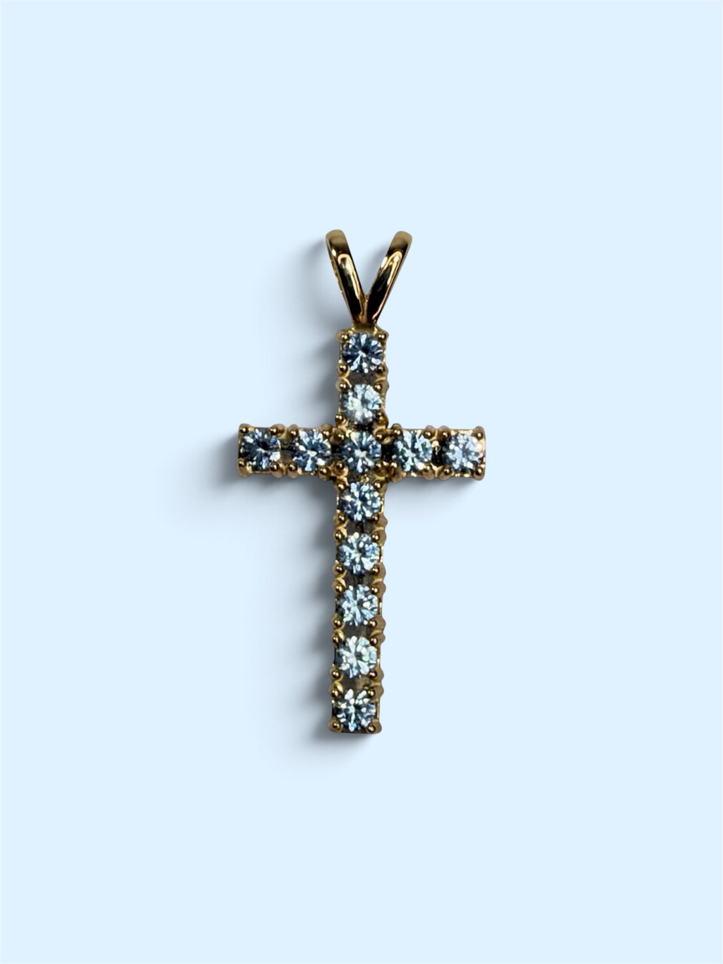 10k Yellow Gold Aquamarine Cross Pendant