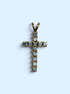 10k Yellow Gold Aquamarine Cross Pendant