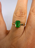 14k Yellow Gold Natural Emerald Ring
