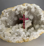 10k Yellow Gold Natural Ruby Cross Pendant