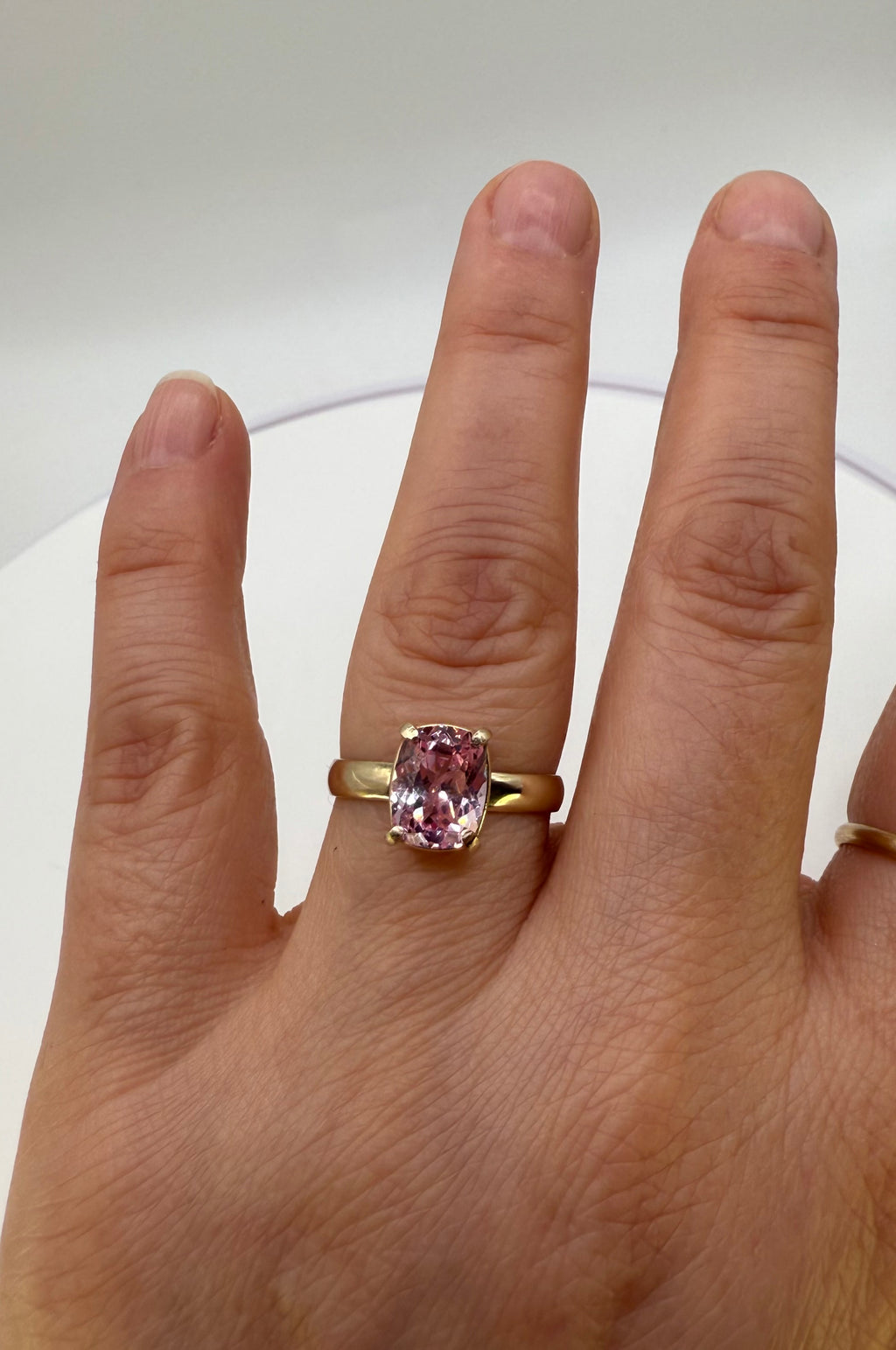 14k Yellow Gold Ceylon Peach Sapphire Ring