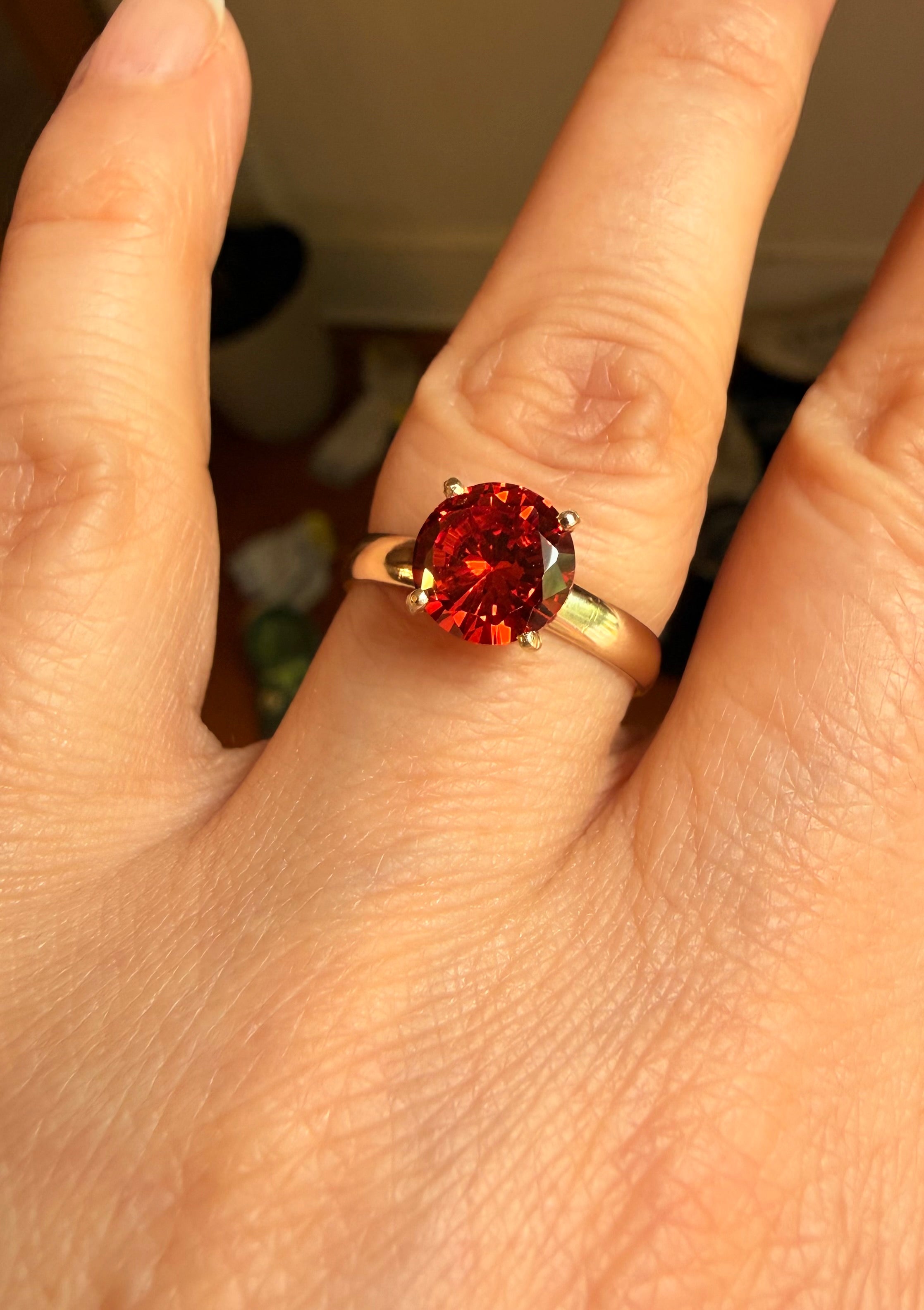 14k Yellow Gold Natural Ceylon Orange Sapphire Ring