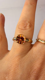 14k Yellow Gold Round Natural Orange Mystic Topaz Ring
