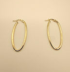 14k Yellow Gold Elongated Oval Tube Hoop Earrings (35mm x 6mm)