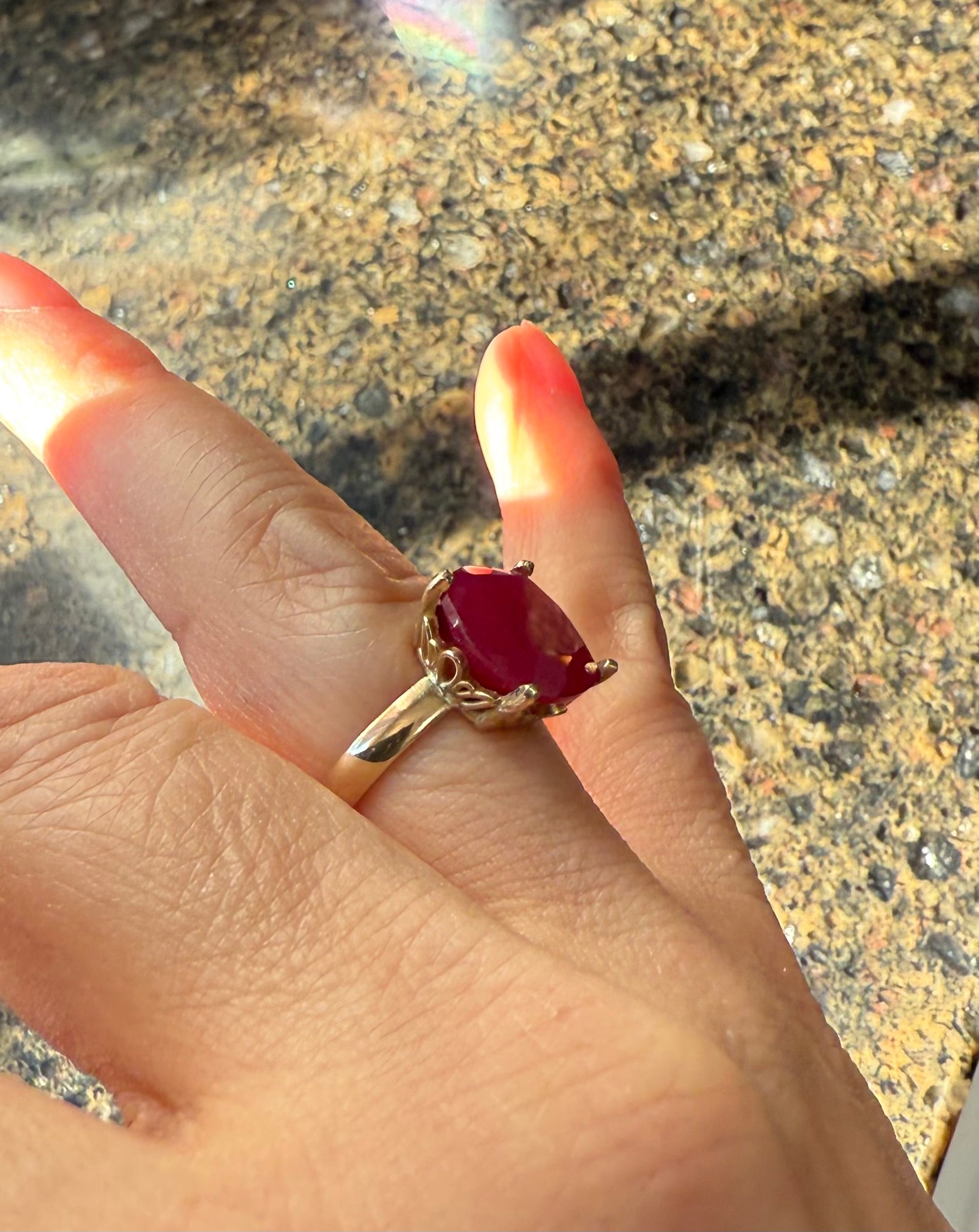 14k Yellow Gold 6ct Natural Ruby Ring