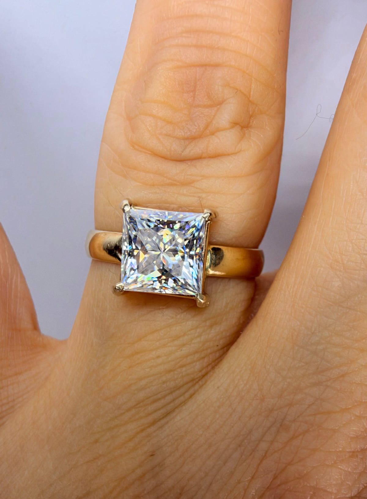 14K Yellow Gold 2ct Princess Cut Moissanite Ring