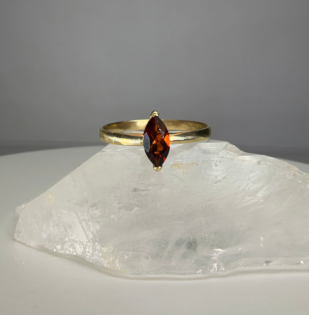 14k Yellow Gold Marquise Cut Natural Madeira Citrine Ring
