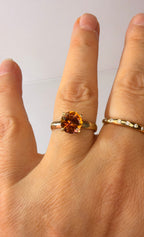 14k Yellow Gold Round Natural Orange Mystic Topaz Ring