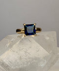14k Yellow Gold Natural Princess Cut Sapphire Ring