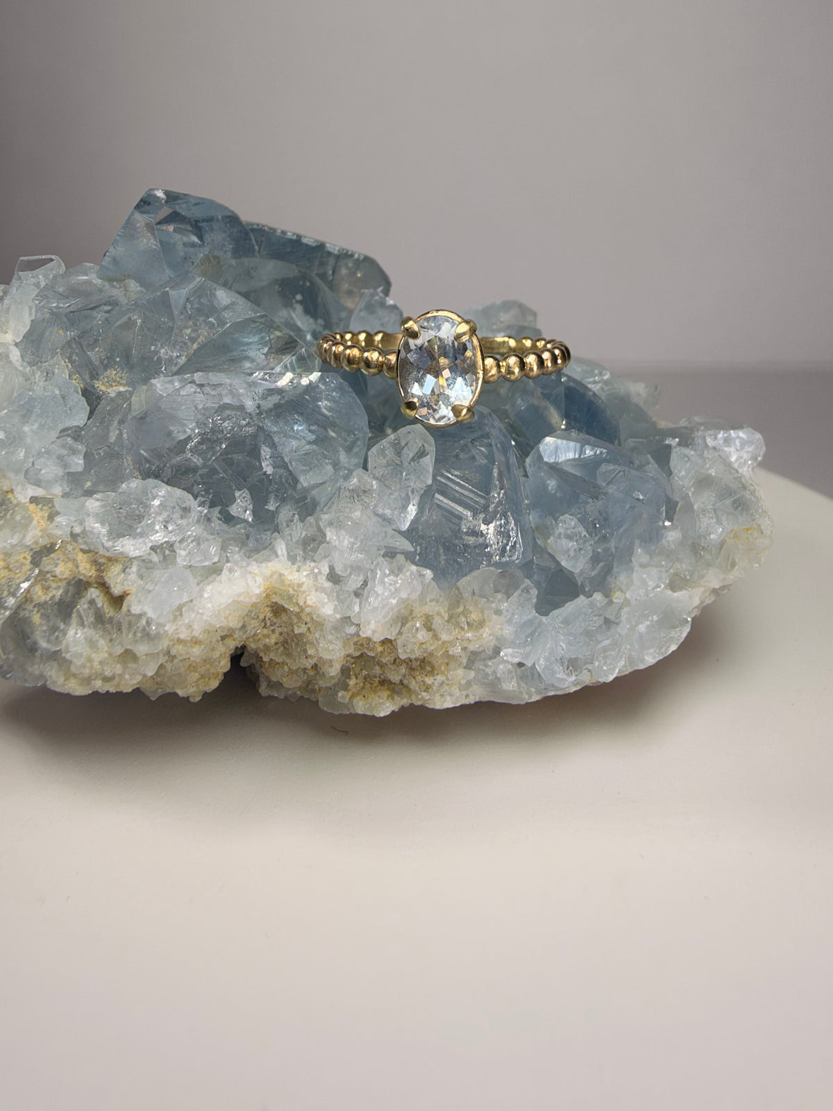 14k Yellow Gold Natural Aquamarine Ring