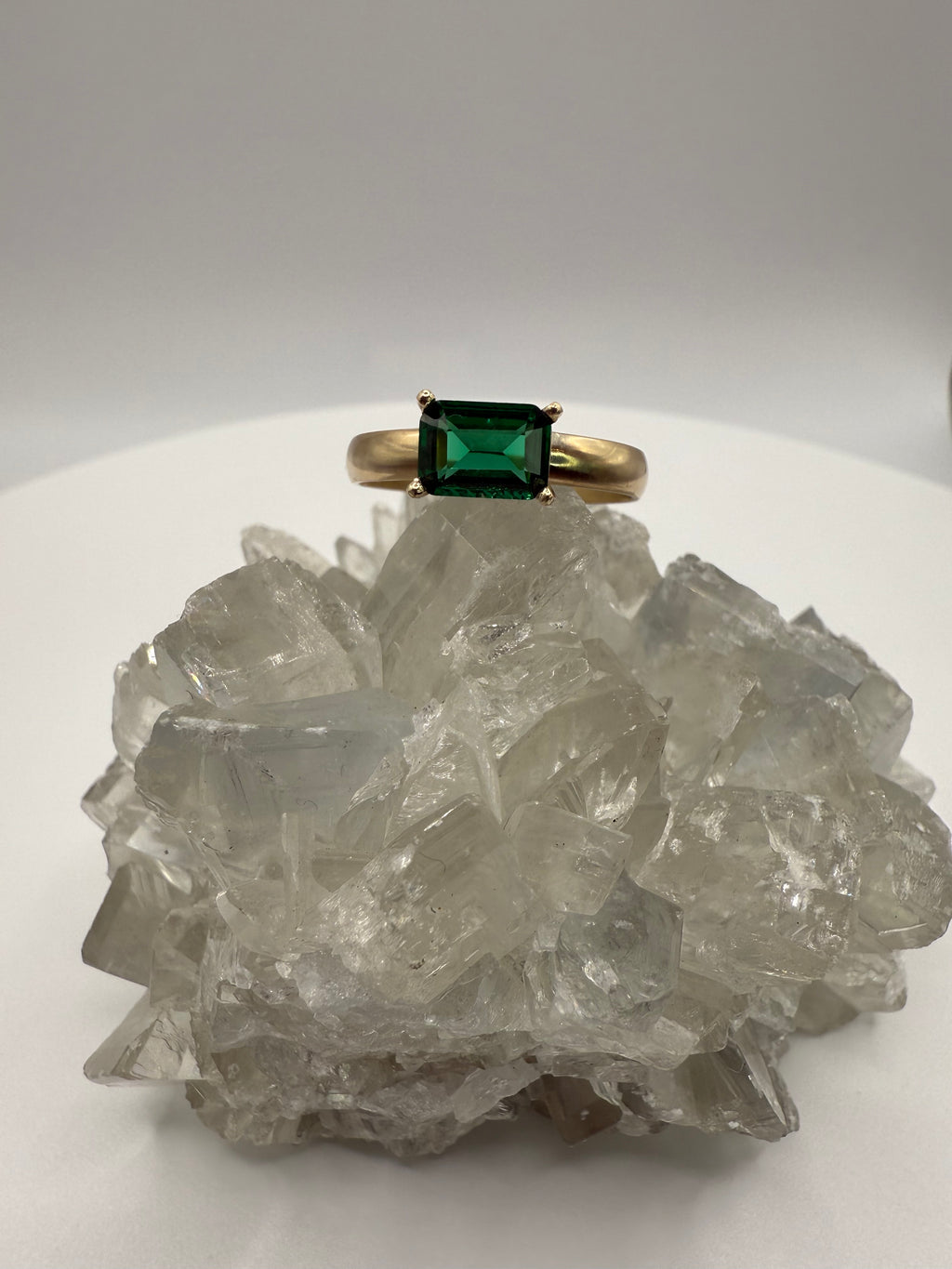14k Yellow Gold Natural Zambian Emerald Ring