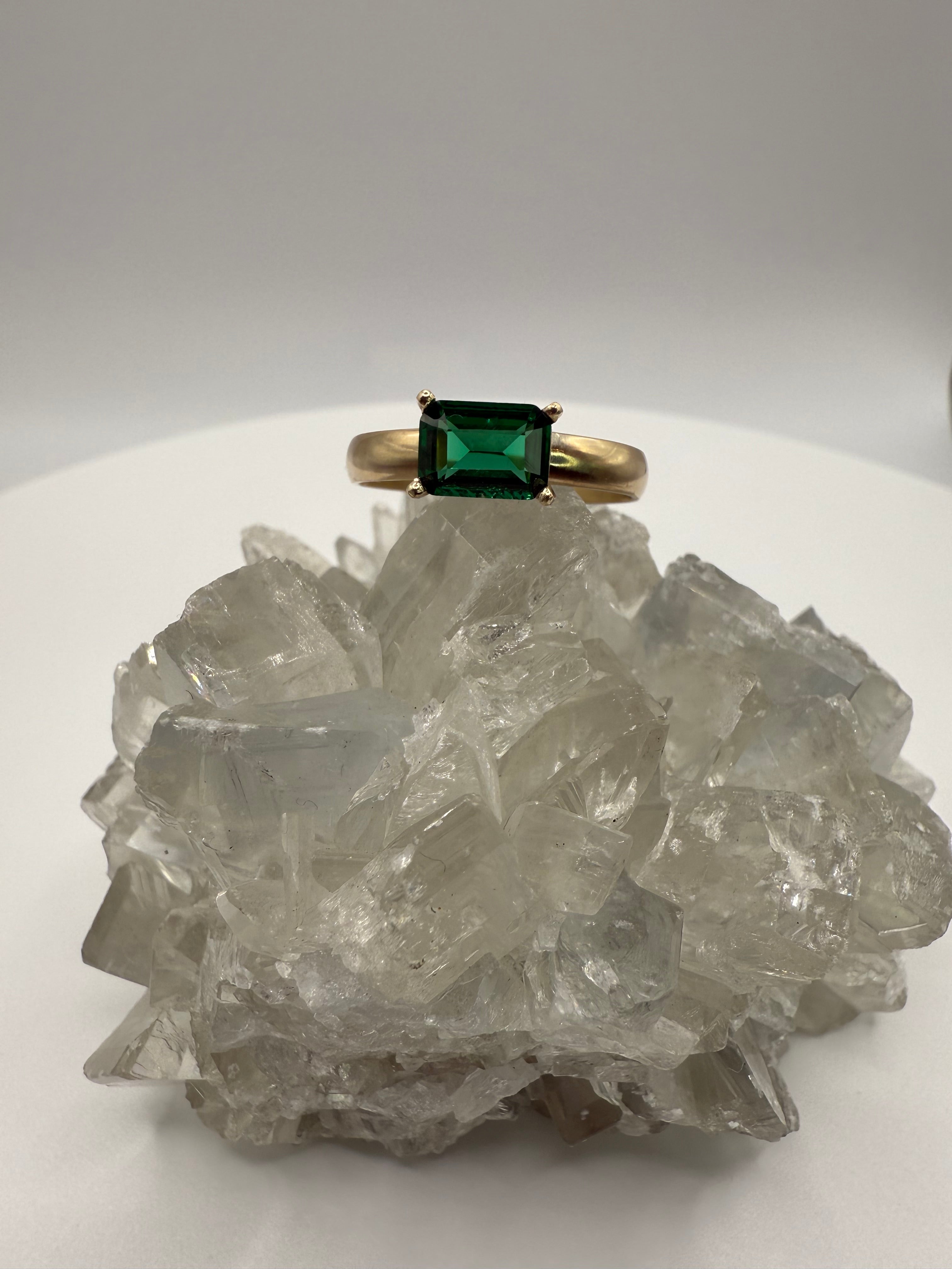 14k Yellow Gold Natural Zambian Emerald Ring