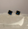 10k Yellow Gold Natural Princess Cut Sapphire Earrings
