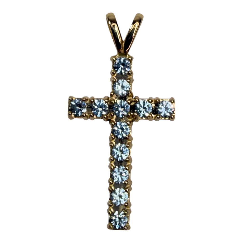10k Yellow Gold Aquamarine Cross Pendant