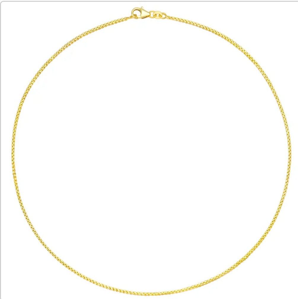 14kt Gold Diamond Cut Round Box Chain