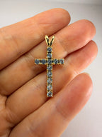 10k Yellow Gold Aquamarine Cross Pendant