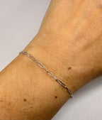 10k White Gold Paperclip Chain Bracelet (7 Inch, 2.1mm)