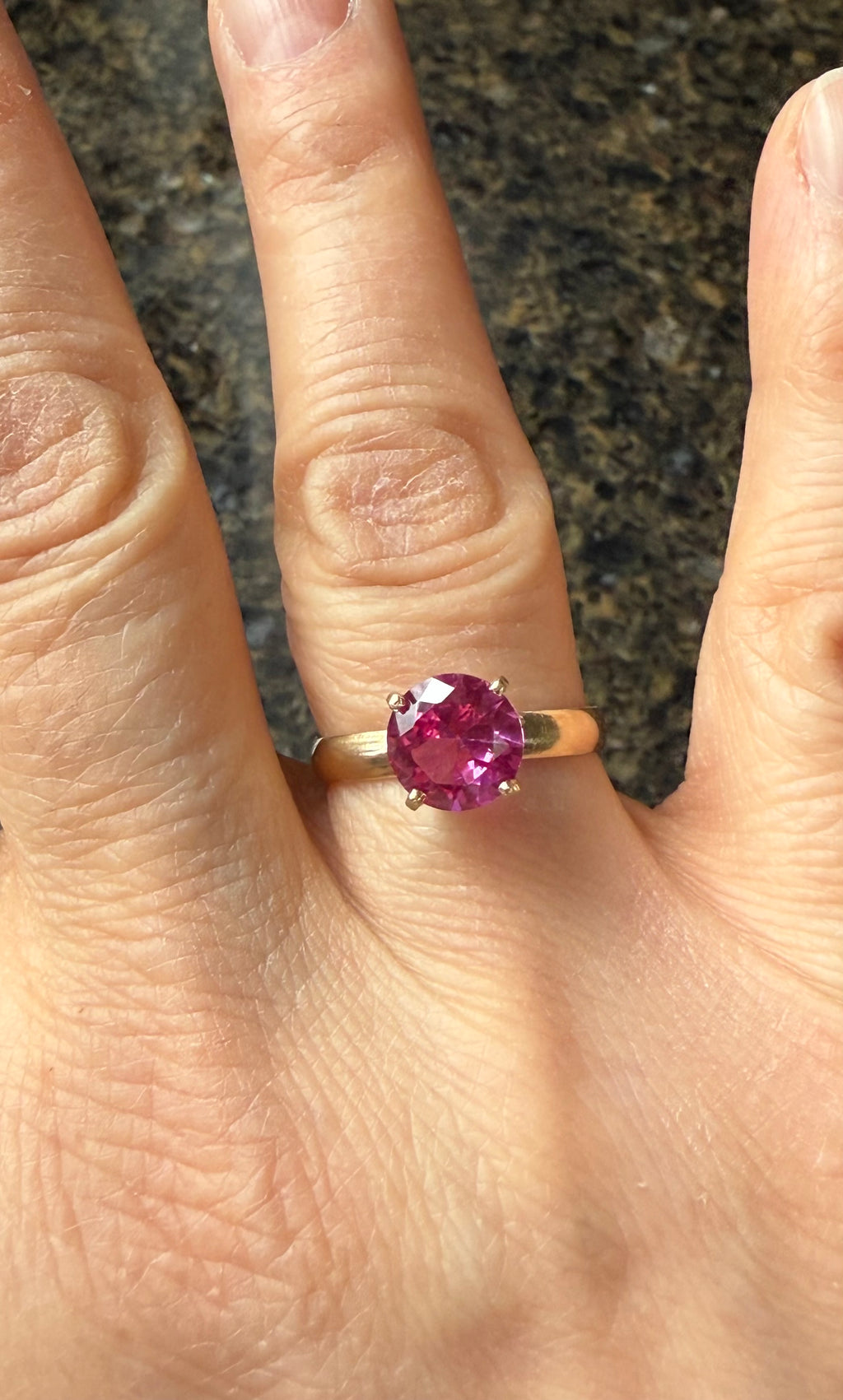 14k Yellow Gold Natural Pink Sapphire Ring