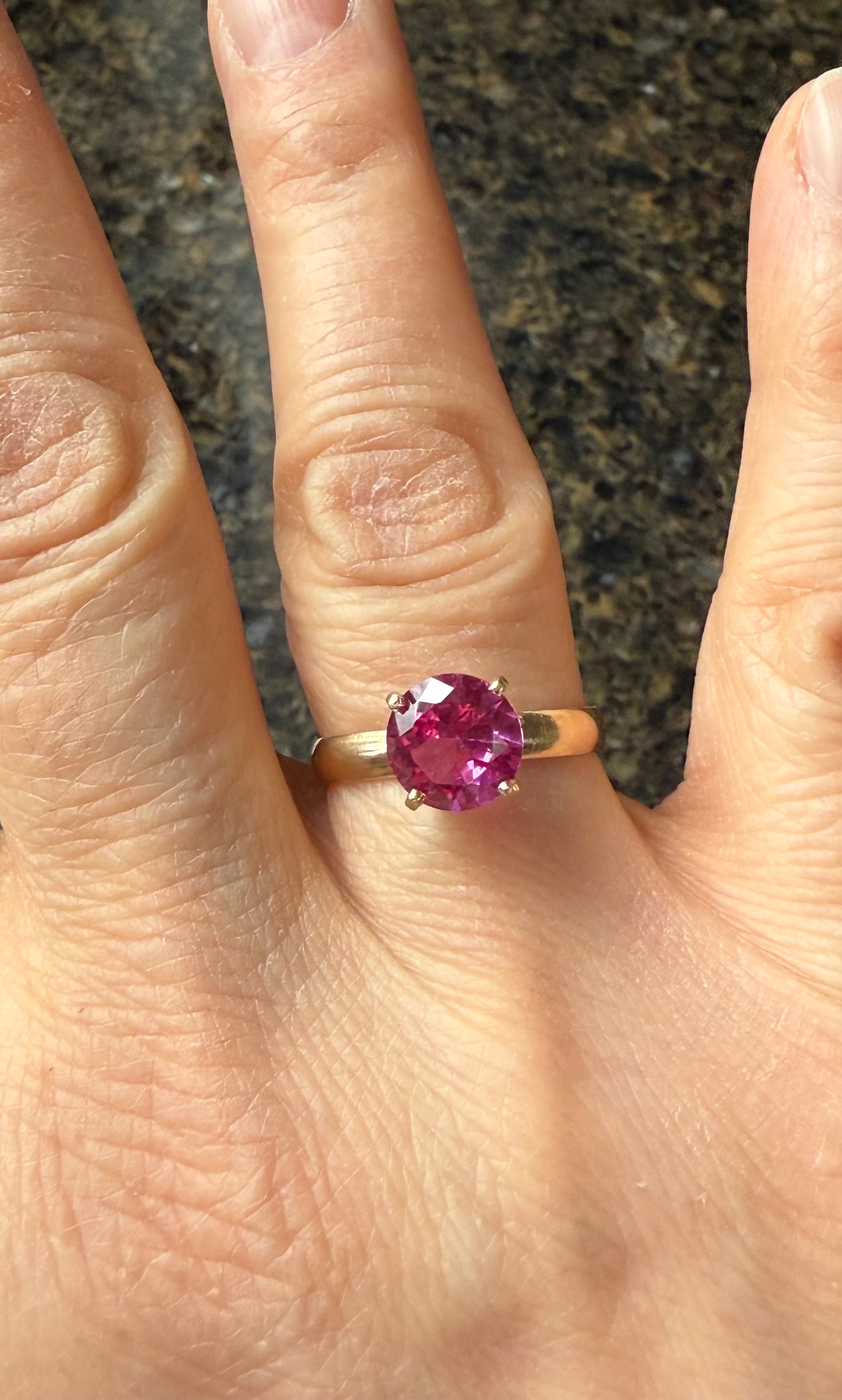 14k Yellow Gold Natural Pink Sapphire Ring