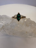 14k Yellow Gold Marquise Cut Natural Zambian Emerald Ring