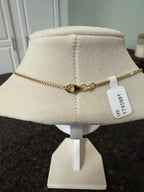 14k solid gold round box chain necklace with clasp, 18-inch, side view