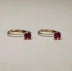 14k Yellow Gold Natural Pink Sapphire Latch back Earrings