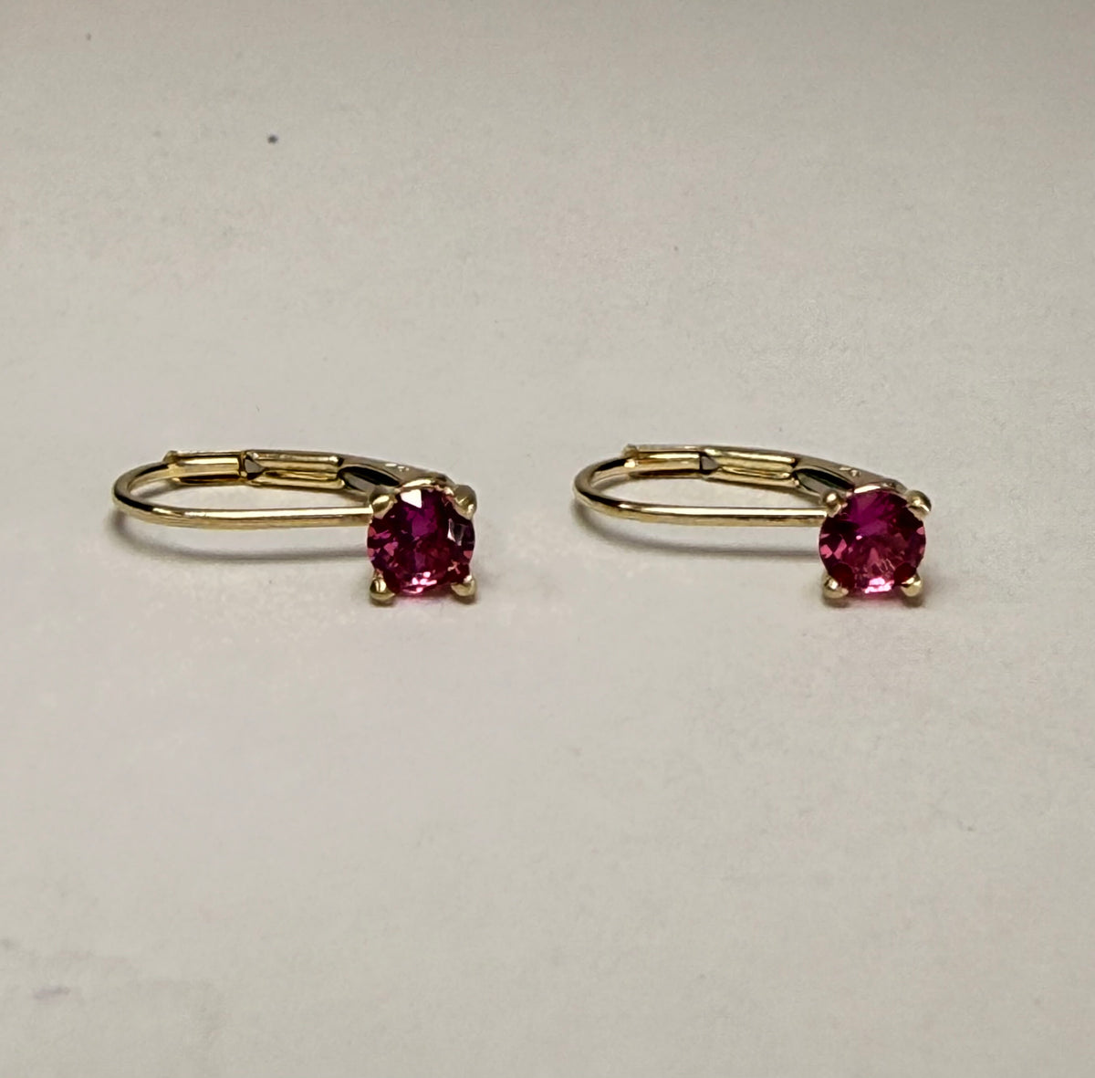 14k Yellow Gold Natural Pink Sapphire Latch back Earrings