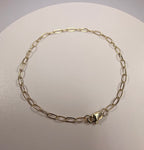 10k Yellow Gold Paperclip Chain Bracelet (7 Inch, 2.1mm)