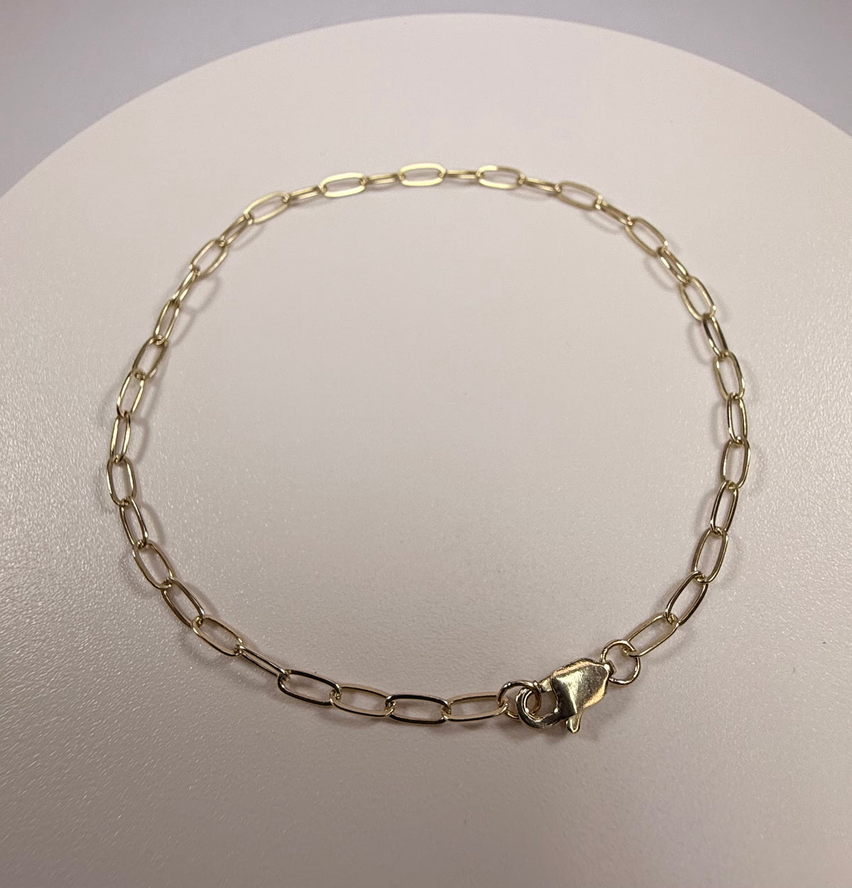 10k Yellow Gold Paperclip Chain Bracelet (7 Inch, 2.1mm)