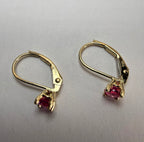 14k Yellow Gold Natural Pink Sapphire Latch back Earrings