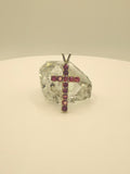 Beautiful 10k Yellow Gold Natural Ruby Cross Pendant.