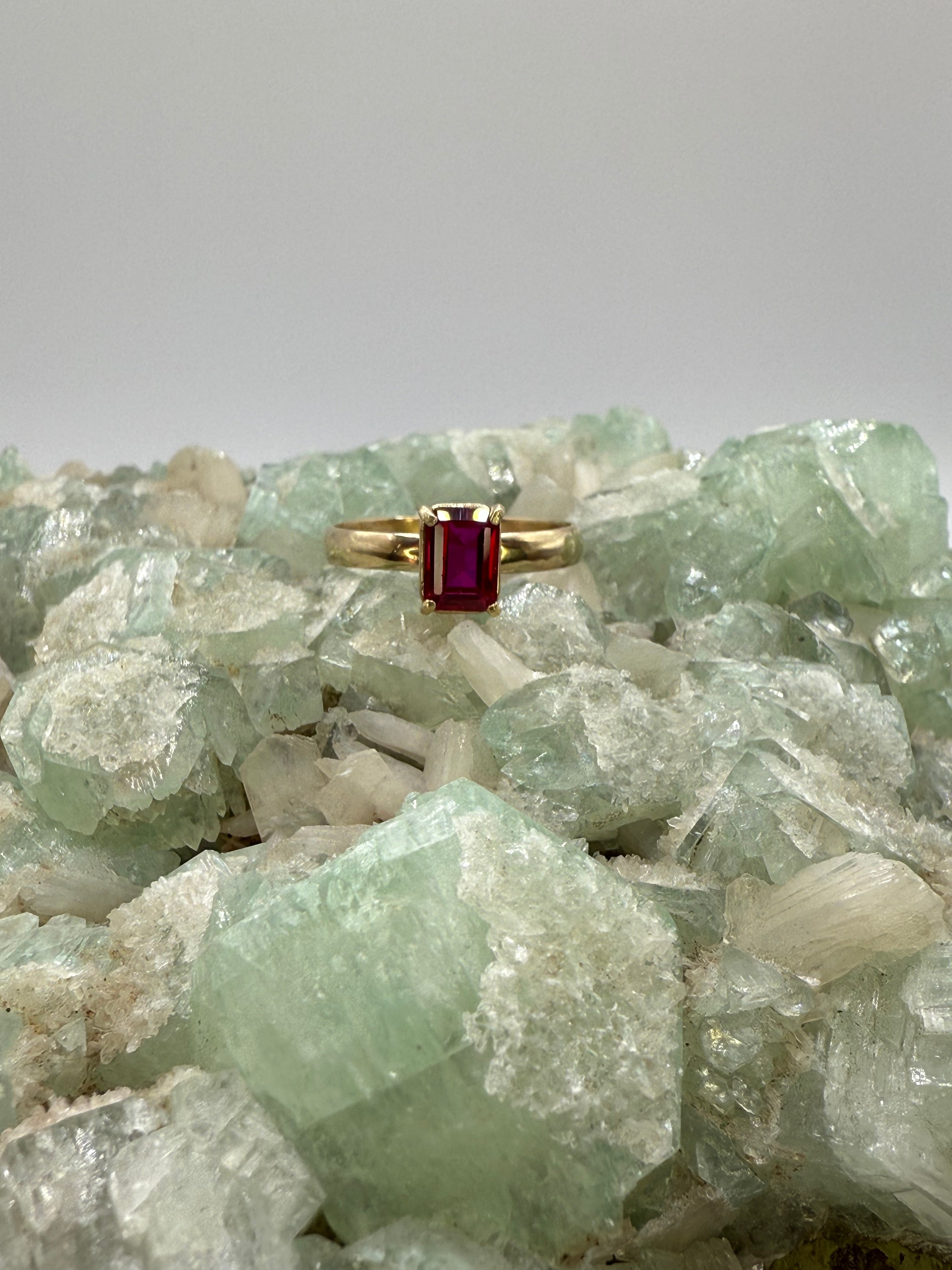 14k Yellow Gold Natural Ruby Ring