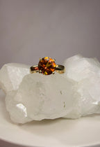 14k Yellow Gold Round Natural Orange Mystic Topaz Ring
