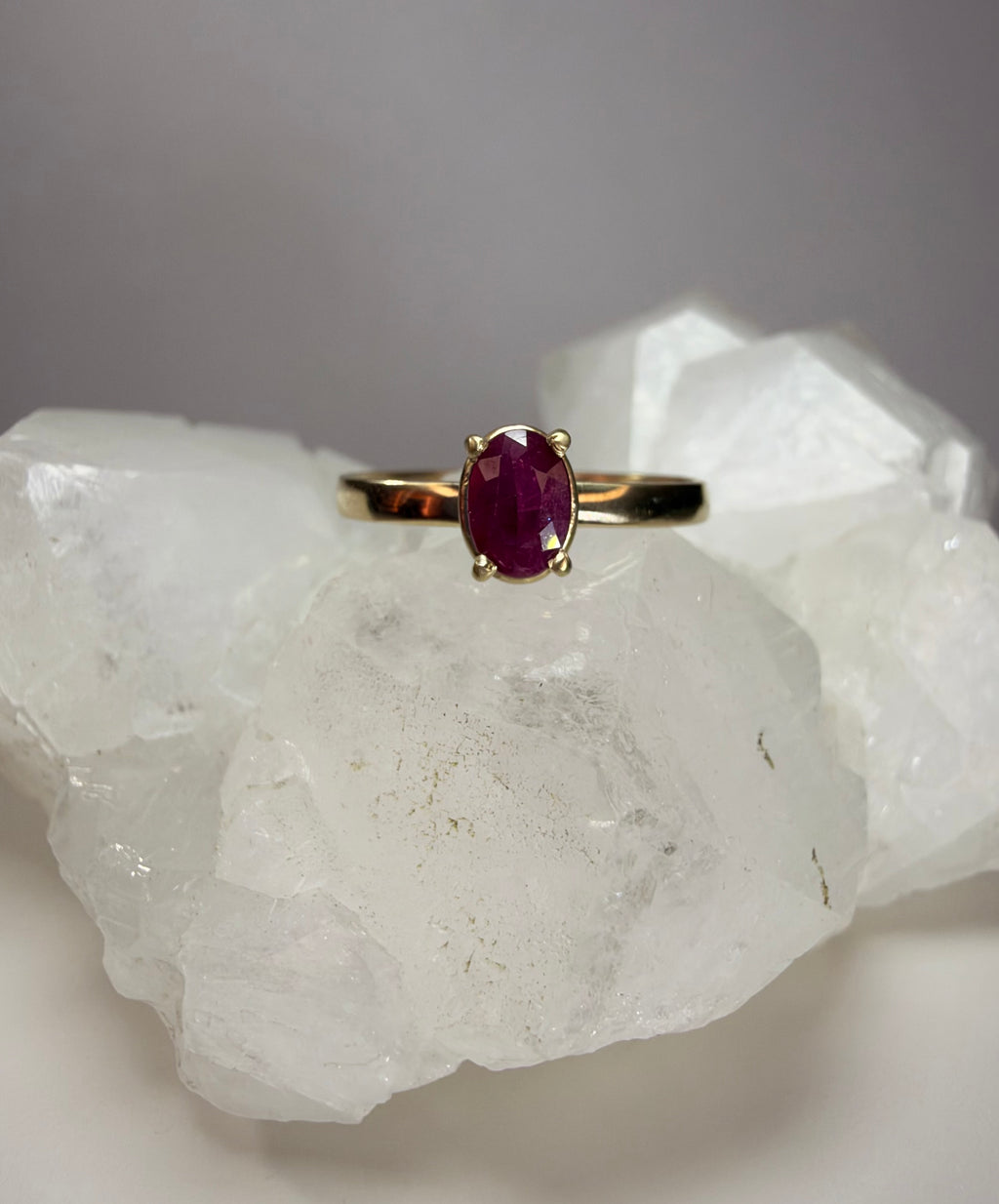 14k Yellow Gold Natural Oval Ruby Ring