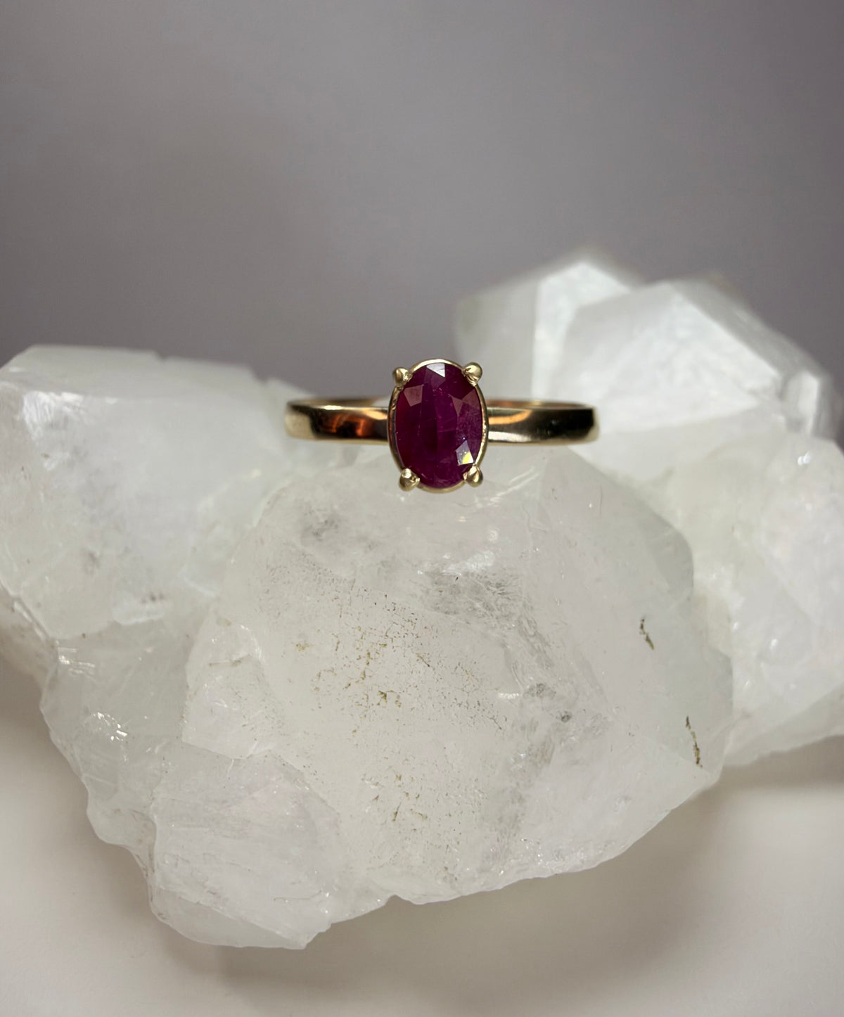 14k Yellow Gold Natural Oval Ruby Ring