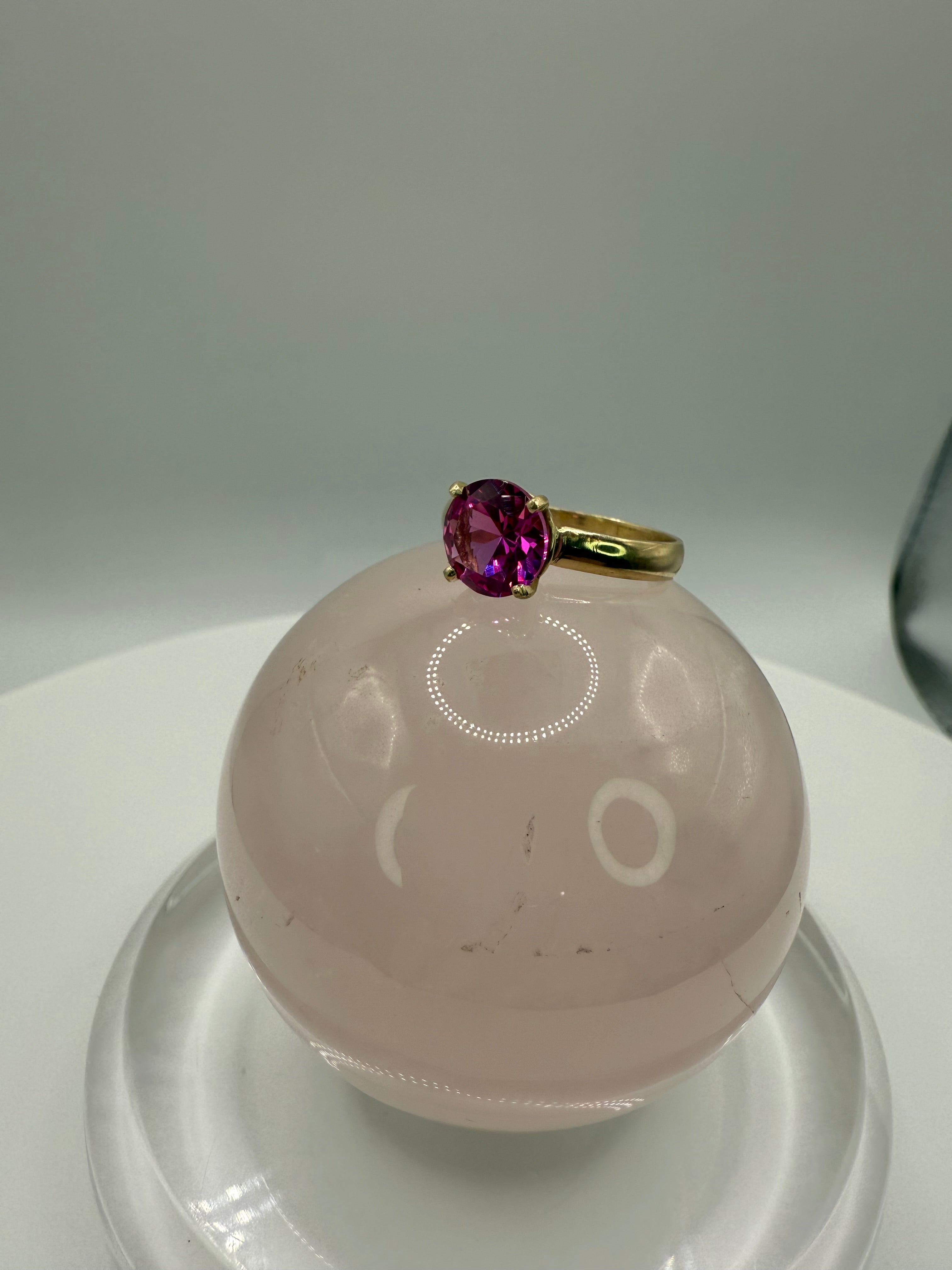 14k Yellow Gold Natural Pink Sapphire Ring
