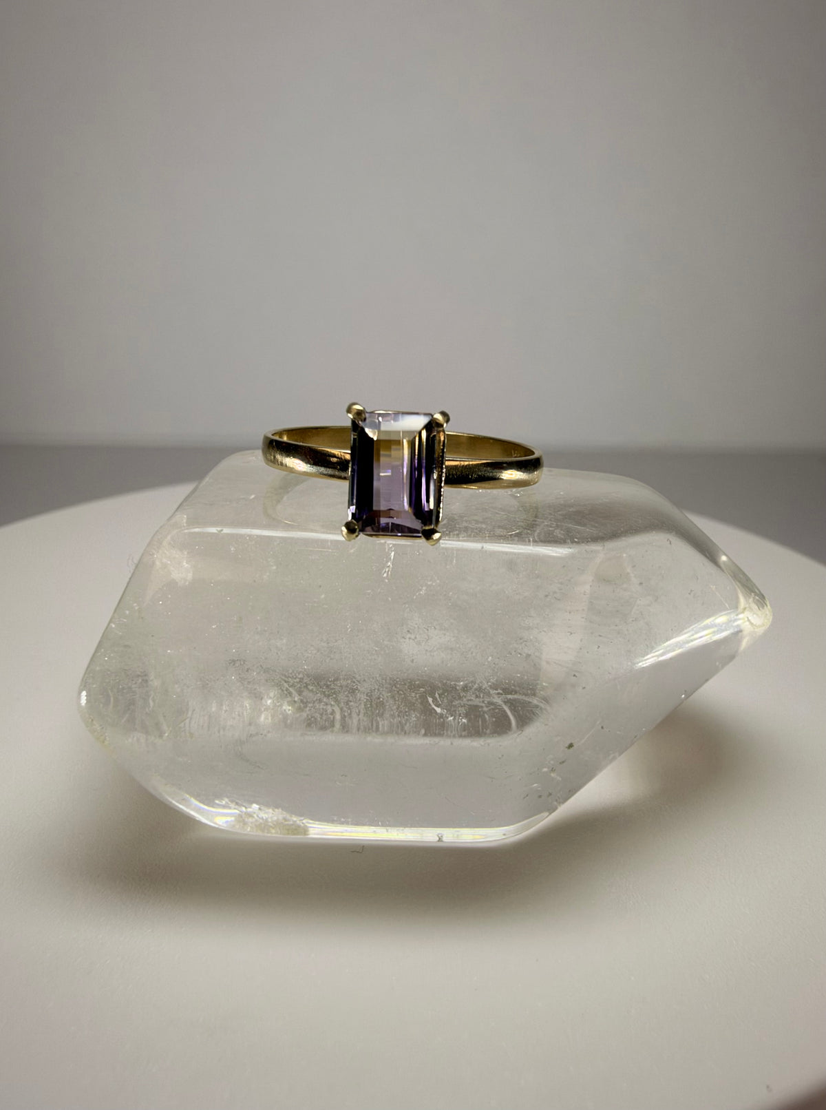14k Yellow Gold Emerald Cut Natural Ametrine Ring