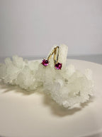 14k Yellow Gold Natural Pink Sapphire Latch back Earrings