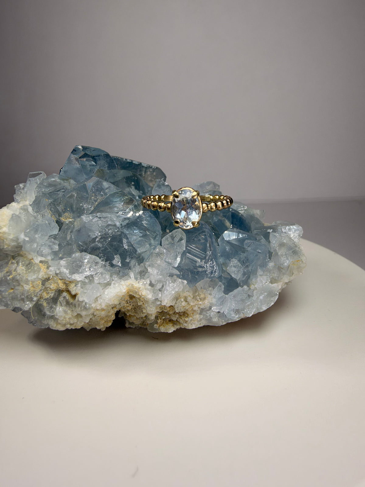 14k Yellow Gold Natural Aquamarine Ring