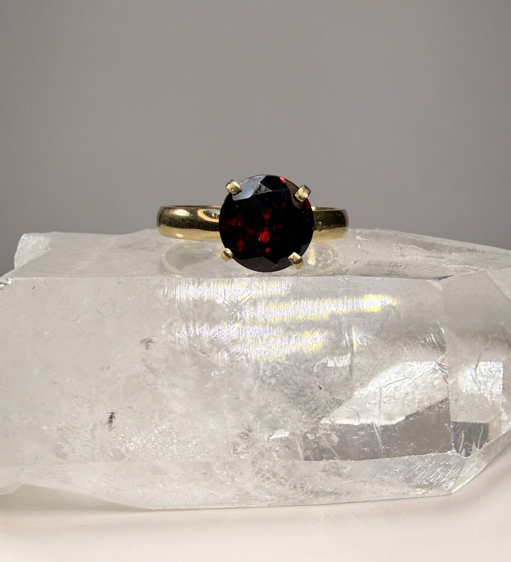 14k Yellow Gold 2ct Natural Mozambique Garnet Ring