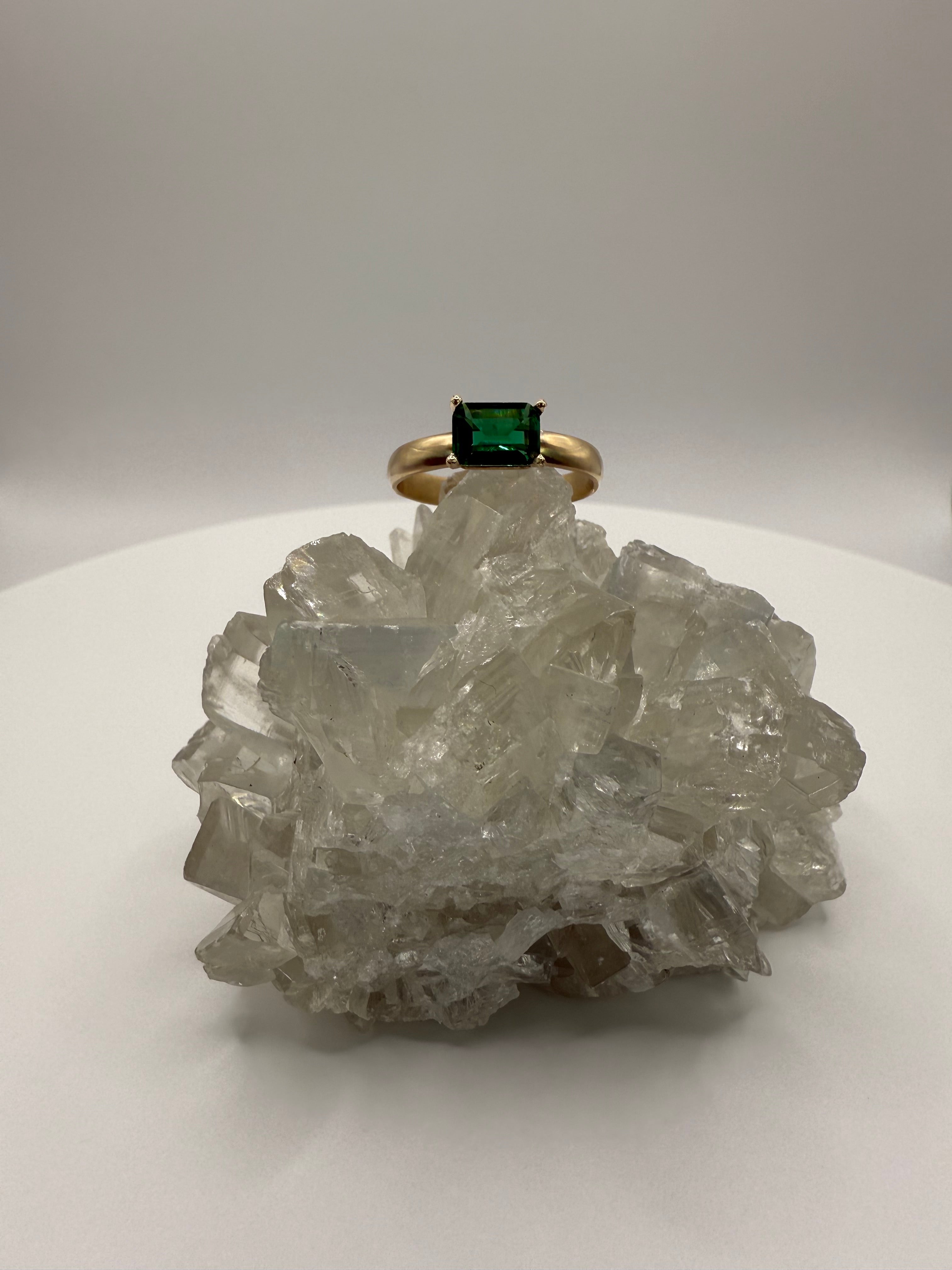 14k Yellow Gold Natural Zambian Emerald Ring